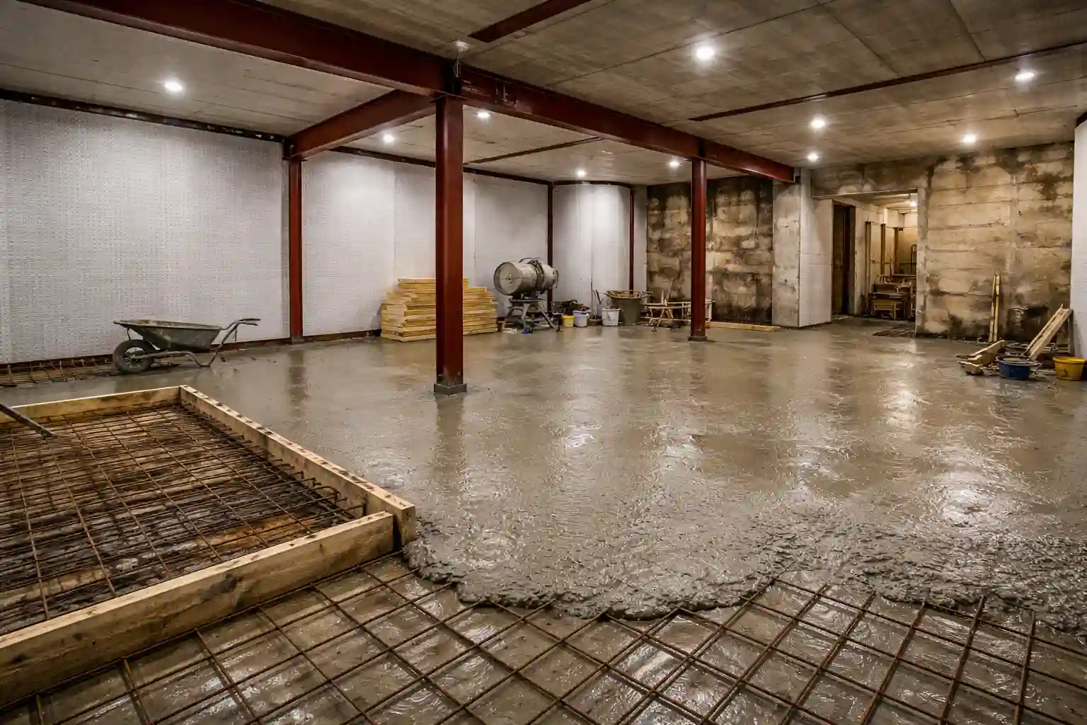 Basement Construction Of luxury wine room