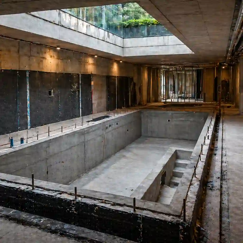 Basement pool design and build planning for a luxury underground pool room
